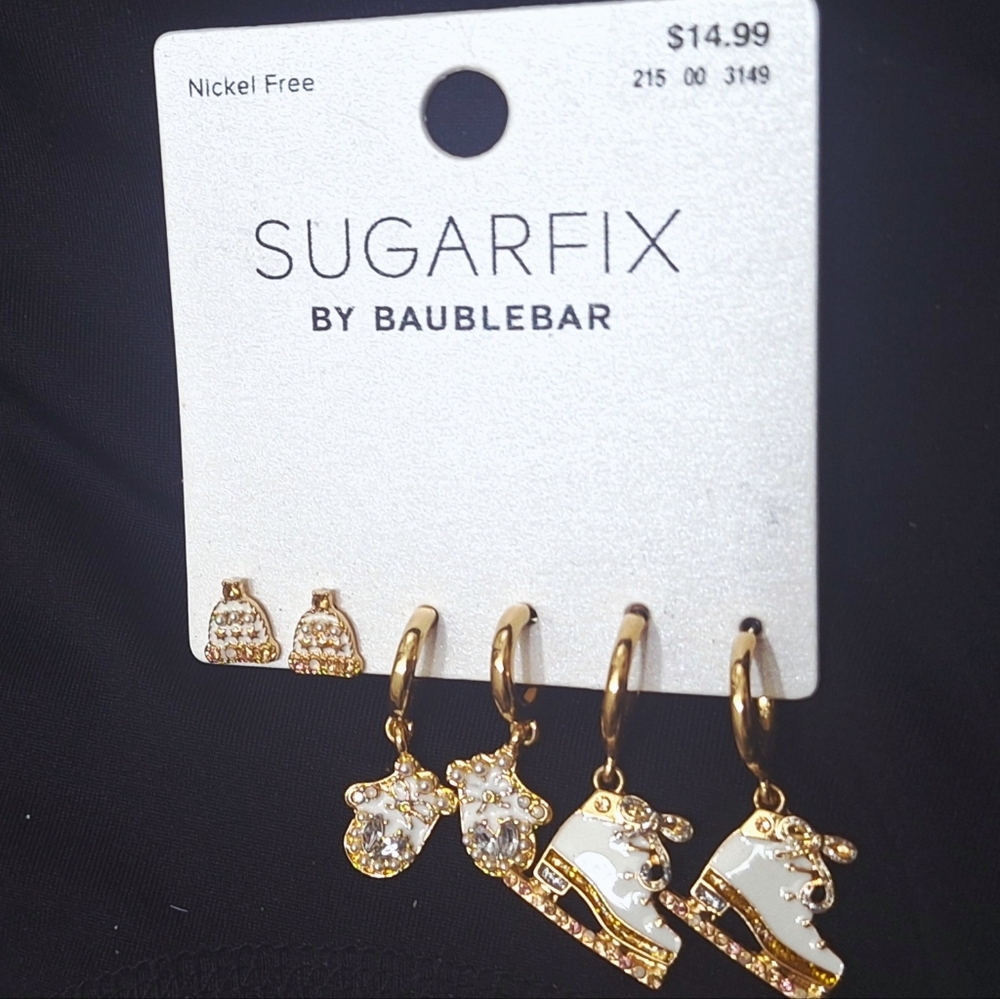 Gold and White Earring Set